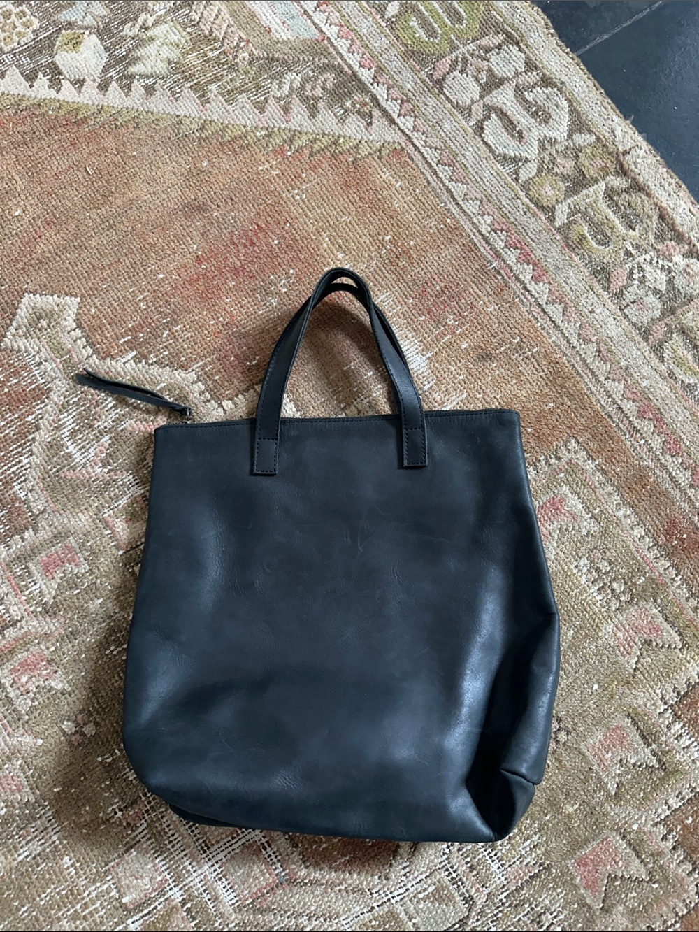 Able Black Leather Tote Bag